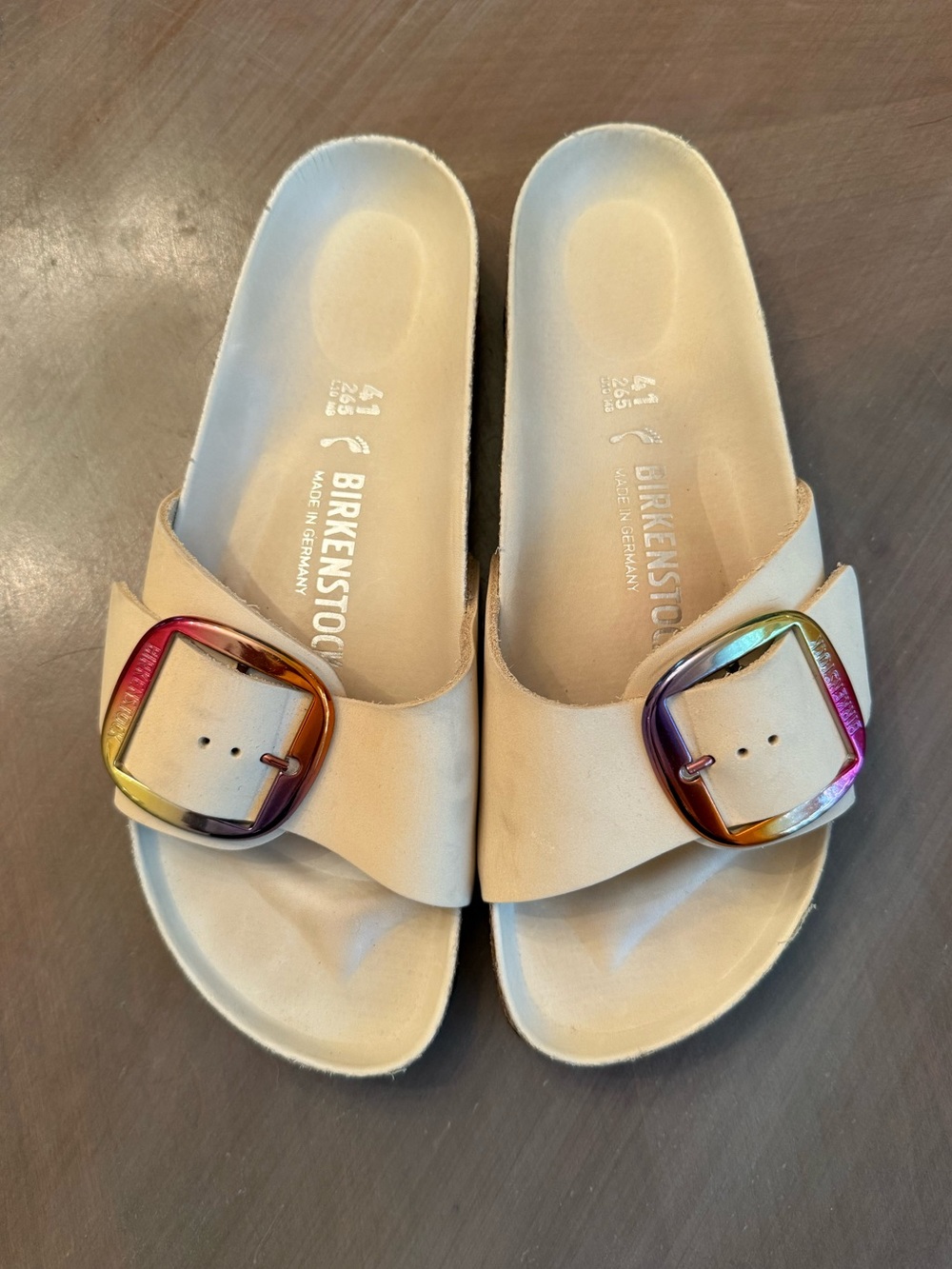 Birkenstock Madrid Big Buckle Colorful Cream Sandals Size 41
